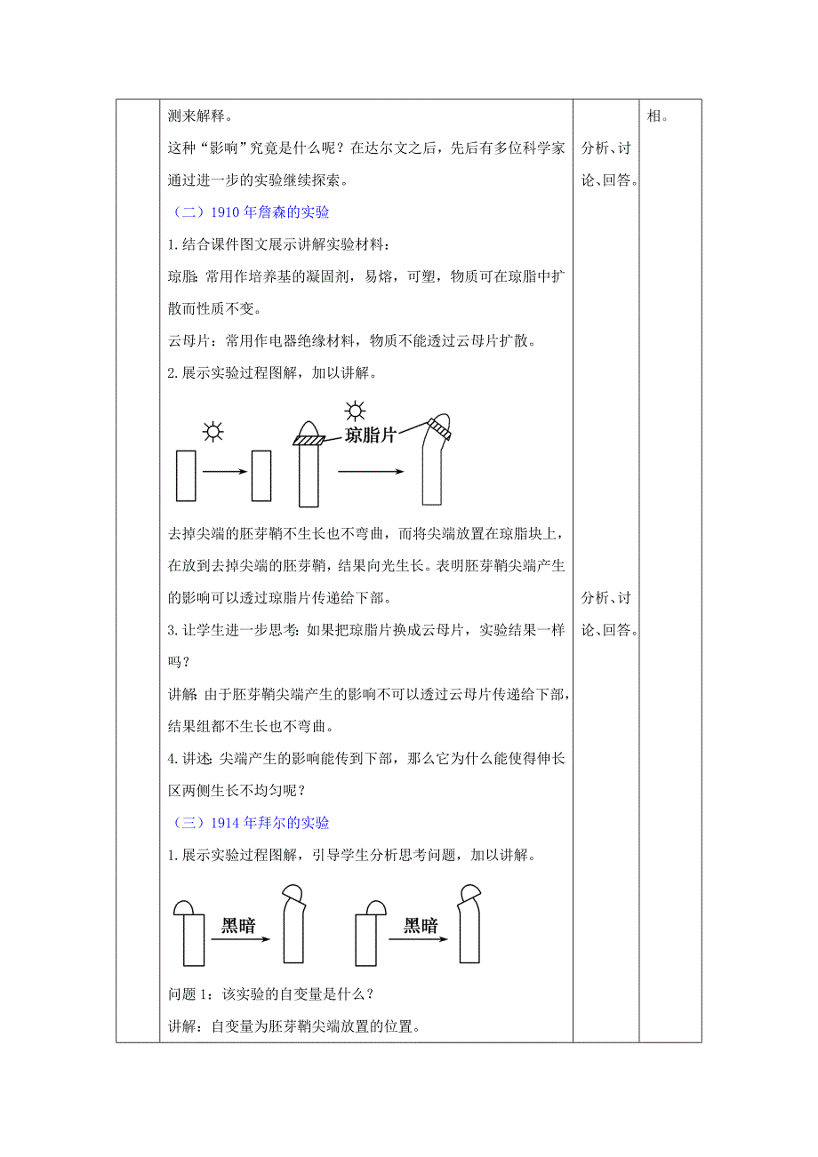 人教版高中生物必修3+第3章第1节植物生长素的发现+教案_第3页