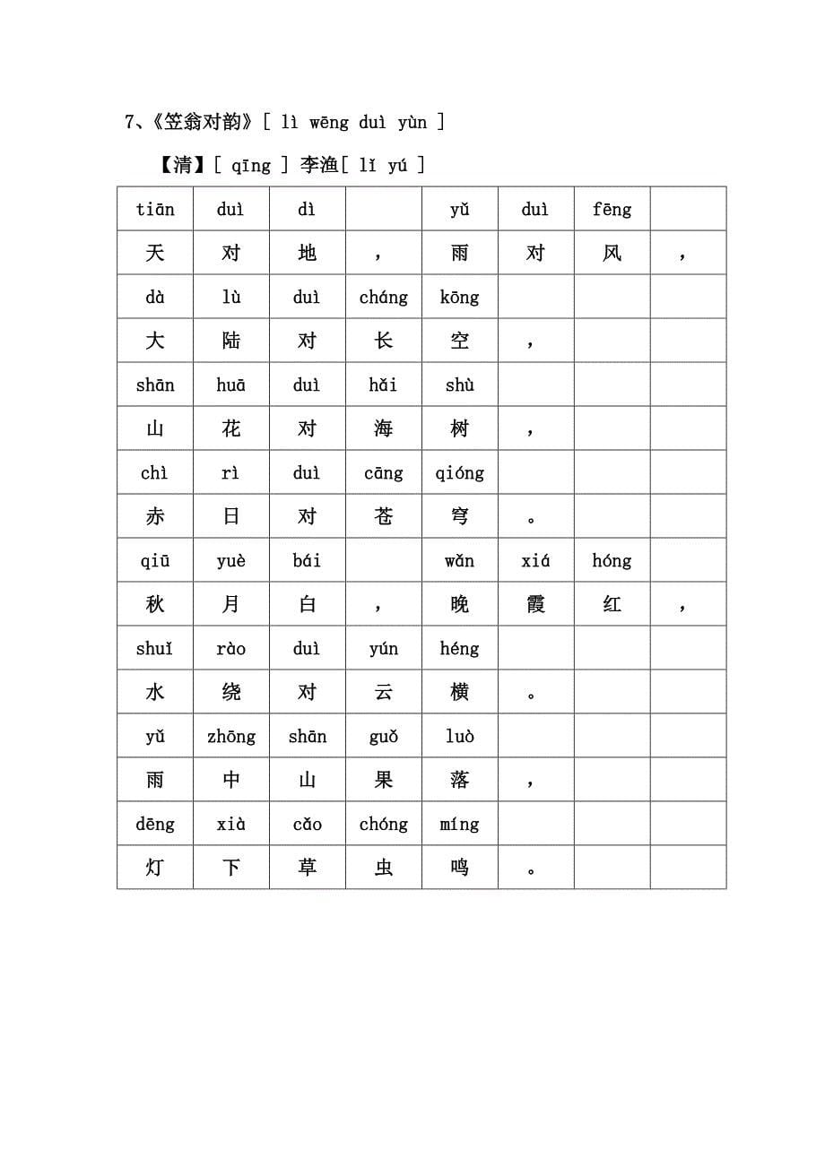 一年级第二学期古诗前10首拼音版_第5页