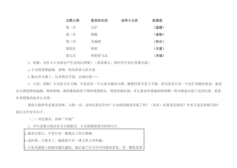 《卖火柴的小女孩》教学设计(3)_第4页