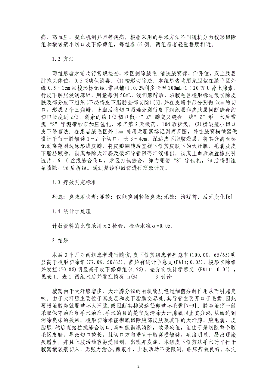 两种不同切除术治疗腋臭130例疗效比较_第2页