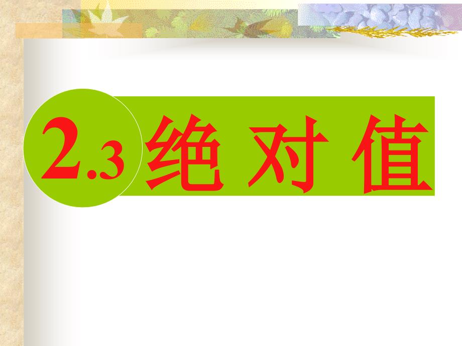 数学七年级上册苏人教版第二单元有理数23绝对值与相反_第1页