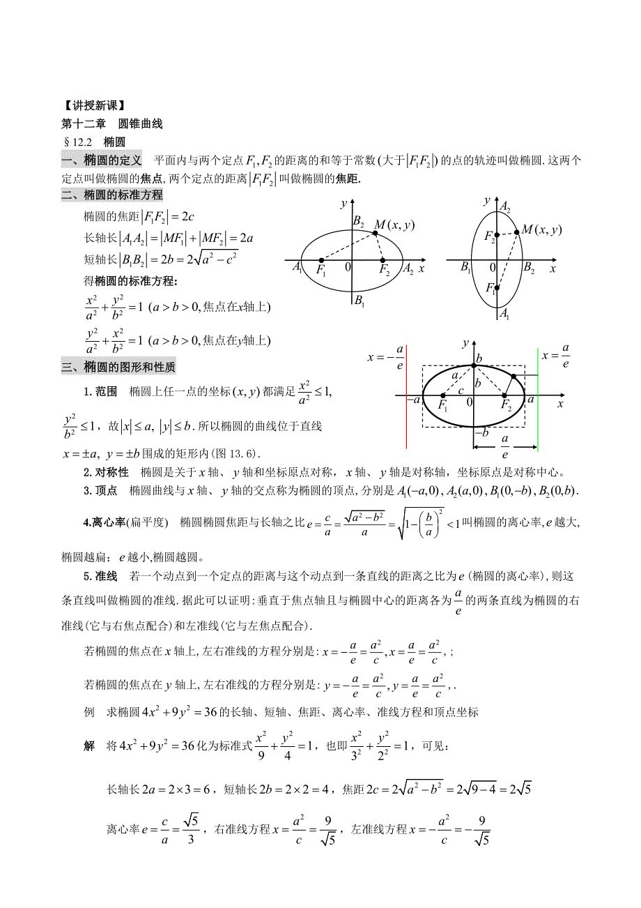 成考数学教案_第12讲__圆锥曲线(椭圆、双曲线、抛物线)_第1页