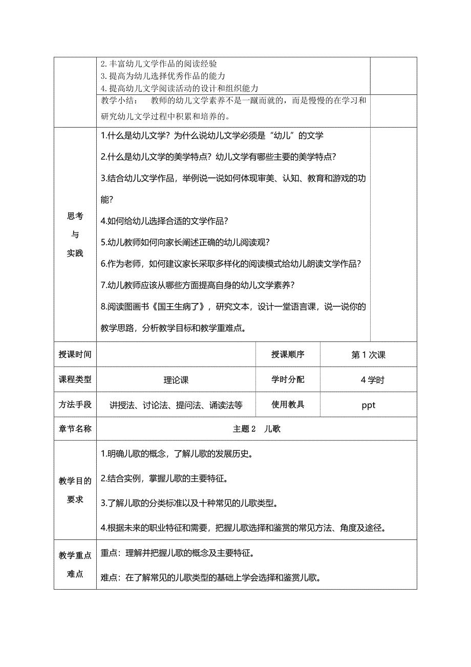 幼儿文学教程主题全套教案_第4页