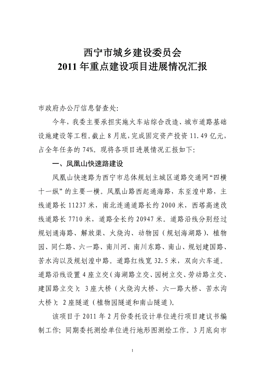 重点项目建设进展情况汇报99_第1页