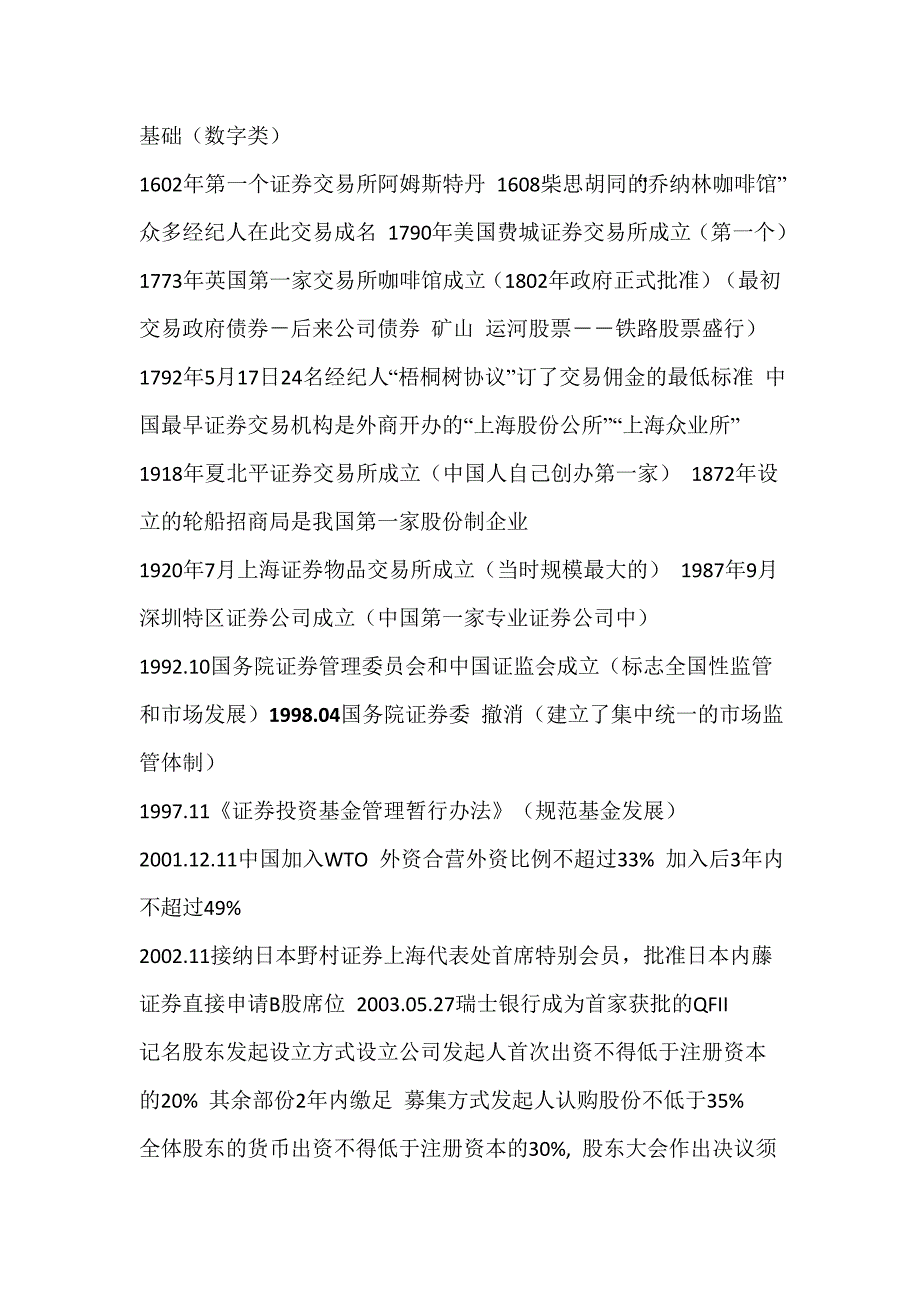 证券基础知识，证券交易考点总结——快速记忆版本_第1页