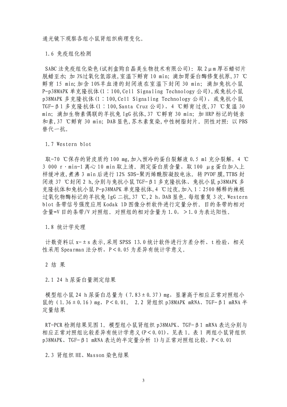 p38MAPK在慢性移植物抗宿主病狼疮样小鼠肾组织的表达研究_第3页