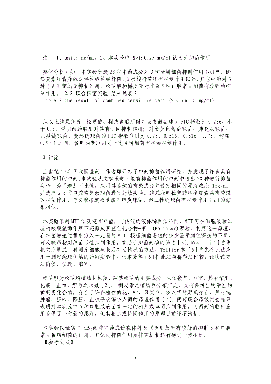 槲皮素等二十八种中药成分对八种口腔致病菌抑制作用的筛选实验_第3页