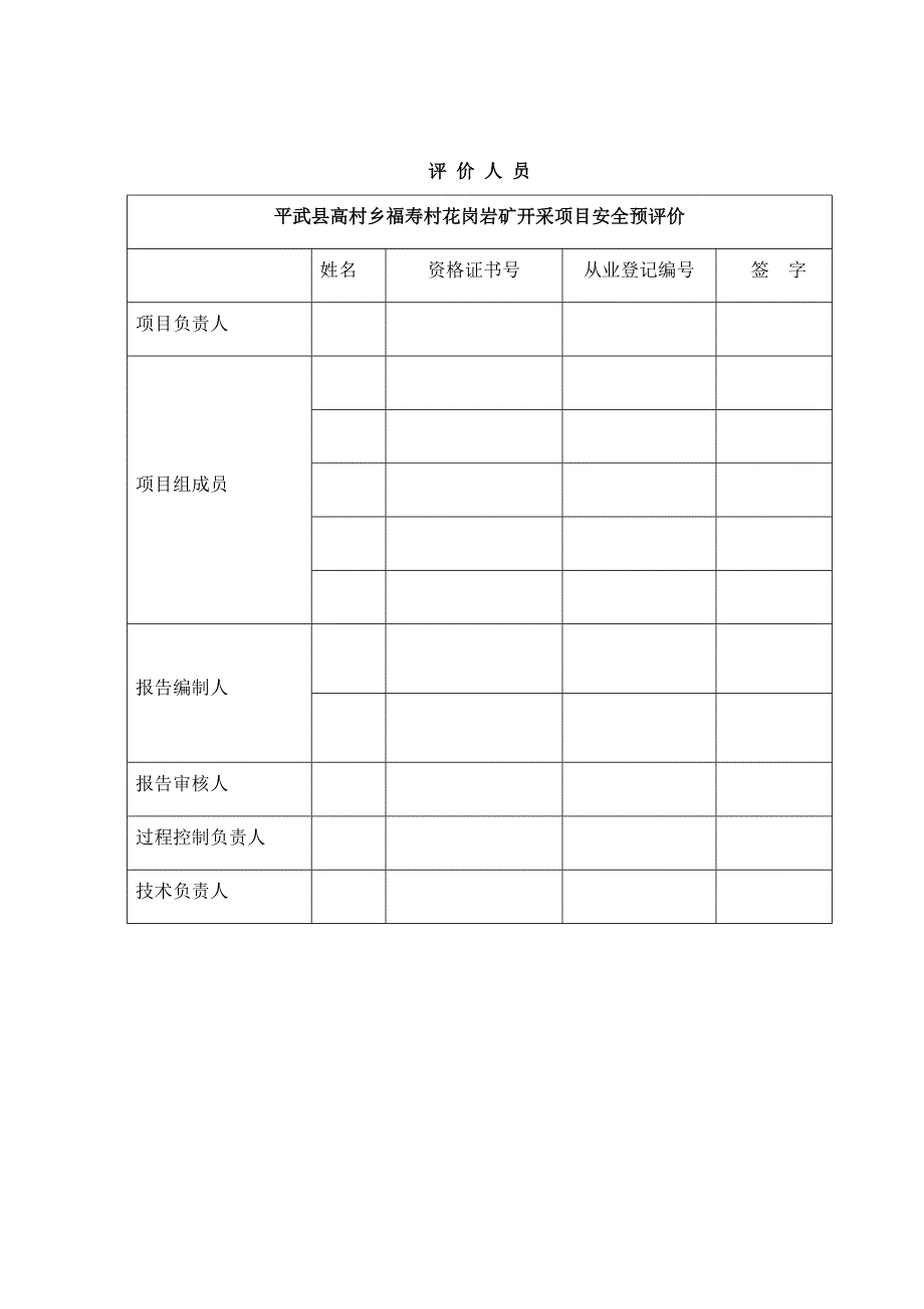 花岗岩矿开采项目安全预评价 平武县巨鑫矿业有限公司_第1页