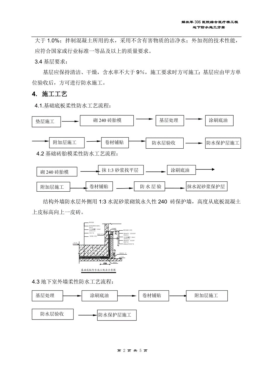 解放军306医院综合医疗楼工程地下防水方案（方案技术交底）_第2页