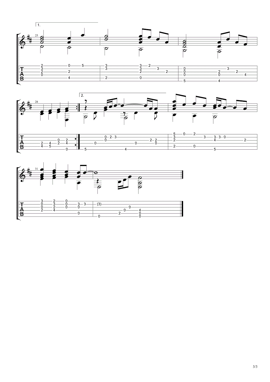 《今夜爱无限》吉他独奏谱_第3页