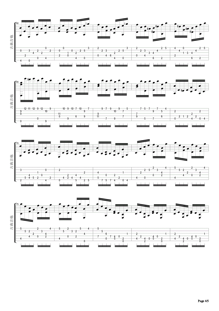 《A大调托卡塔》古典吉他谱_第4页
