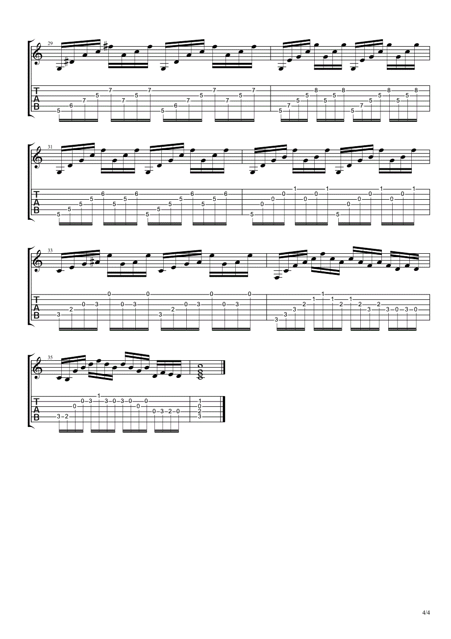 巴赫《C大调前奏曲》吉他独奏谱_第4页