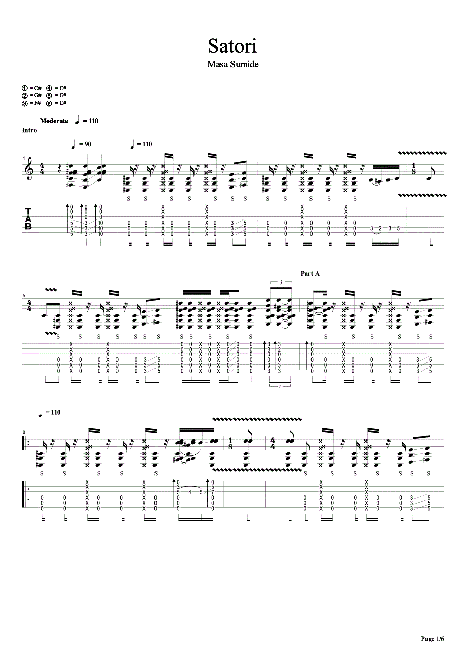 住出胜则《Satori》指弹吉他谱_第1页