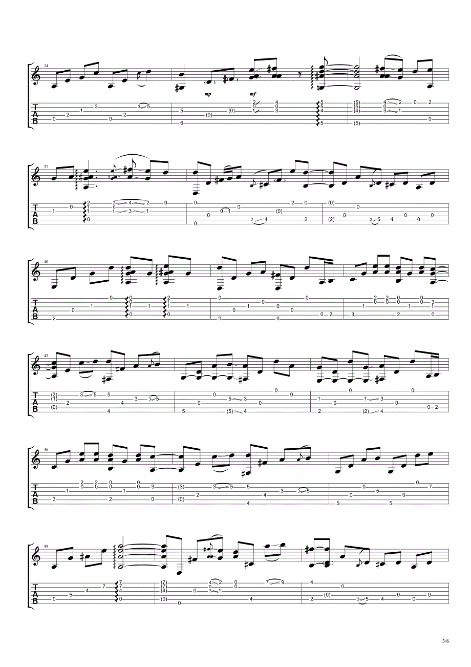 走音《泪洒天堂Tearsinheaven》指弹吉他谱_第3页