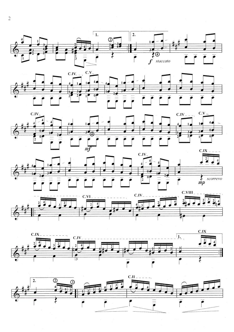 《莫扎特曲改编的古典吉他谱GERLIN改编》_第3页