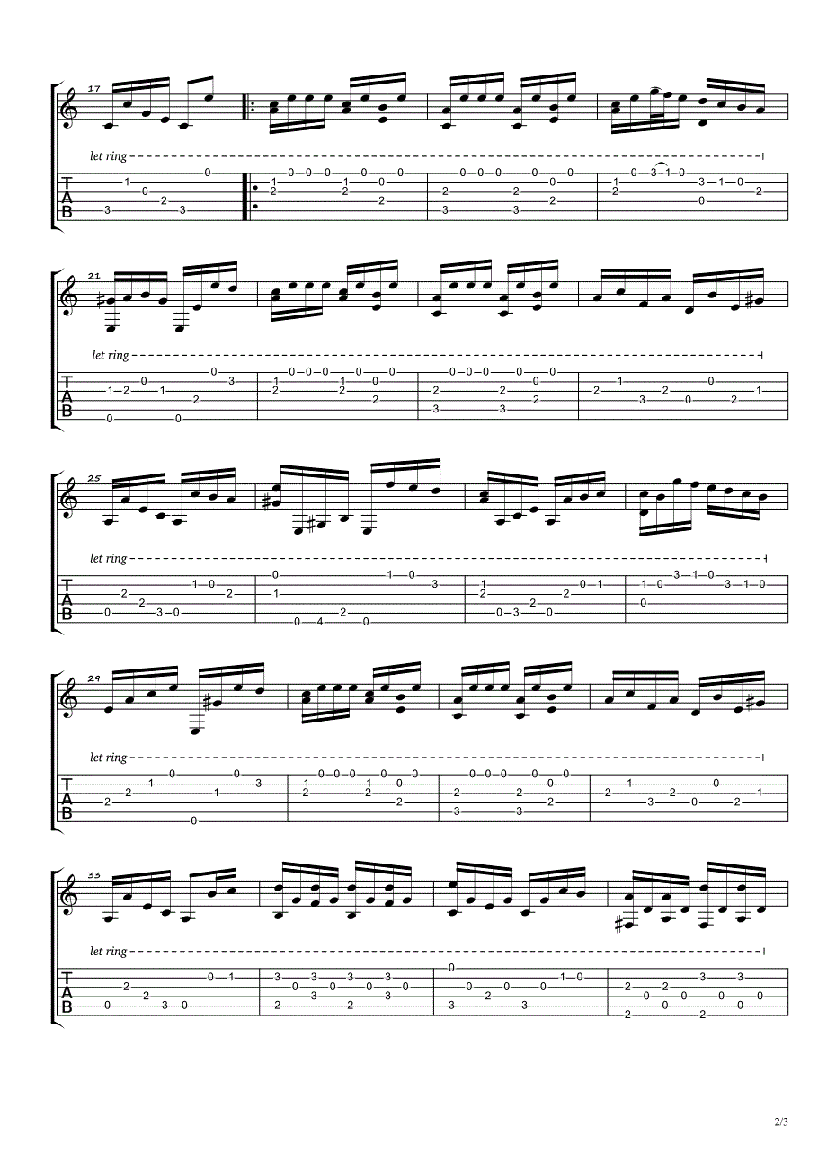 《AndanteinC》古典吉他练习曲_第2页