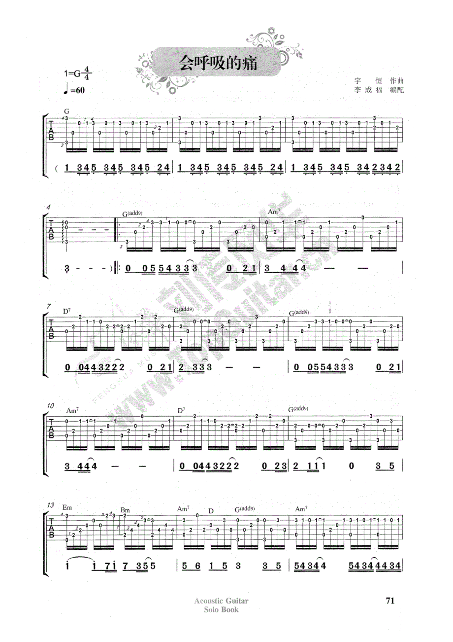 梁静茹会呼吸的痛指弹吉他谱_第1页