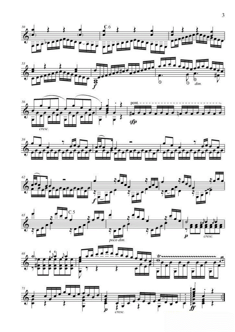 莫扎特《C大调钢琴奏鸣曲》吉他独奏谱_第3页