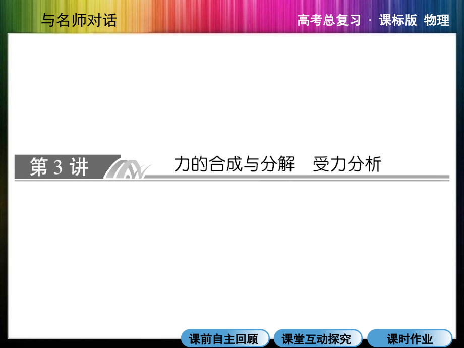 2014年高考人教版物理总复习课件2-3力的合成与分解受力分析(69张ppt)_第1页