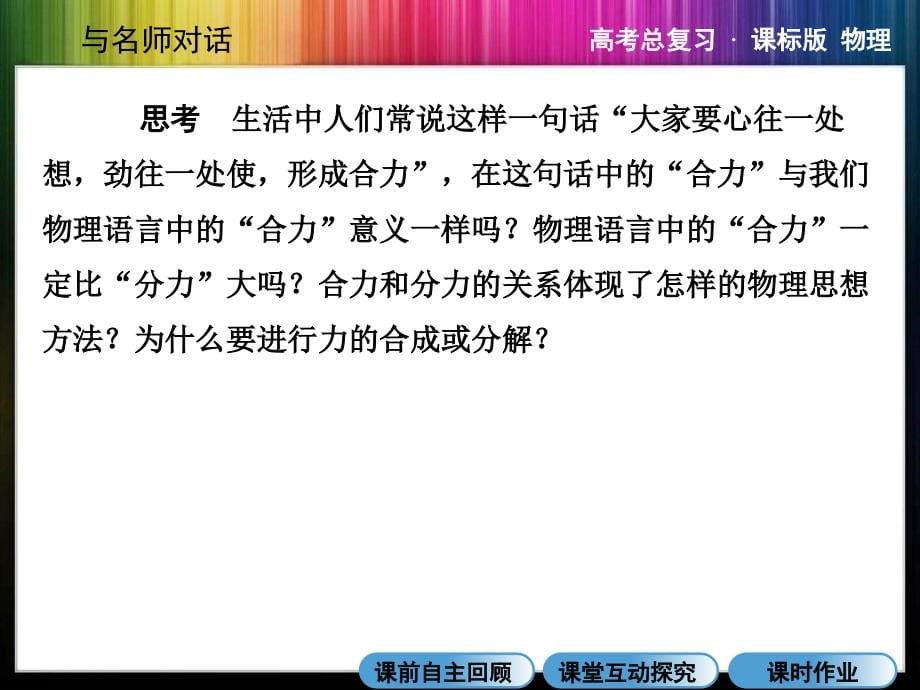 2014年高考人教版物理总复习课件2-3力的合成与分解受力分析(69张ppt)_第5页