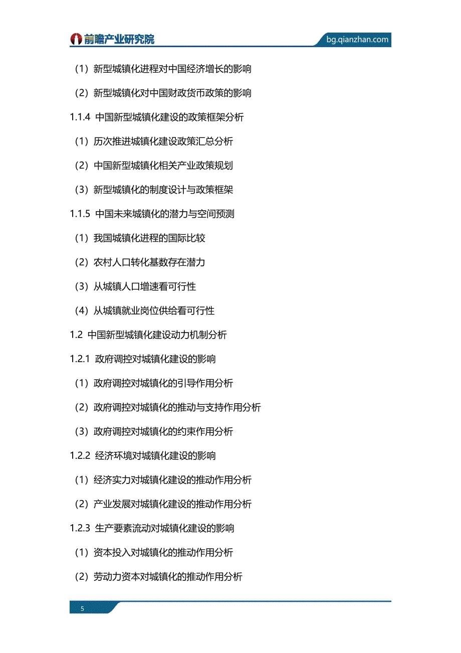 新型城镇化建设路径与投资战略规划分析报告目录_第5页