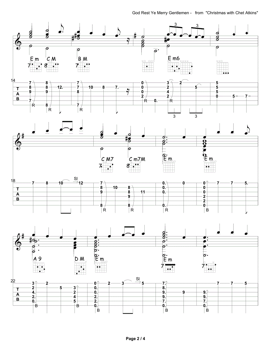 ChetAtkins《GodRestYeMerryGentlemen》指弹吉他谱_第2页