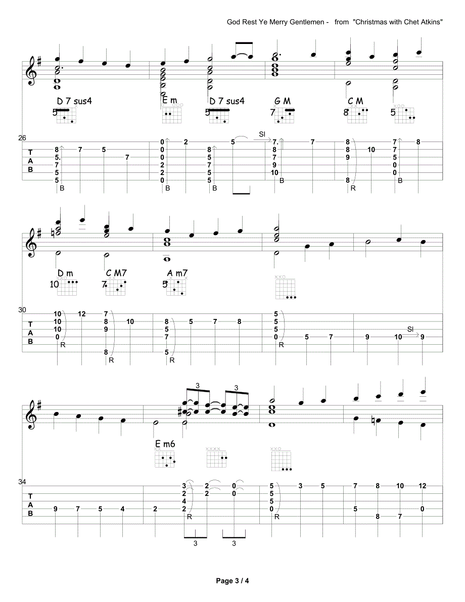 ChetAtkins《GodRestYeMerryGentlemen》指弹吉他谱_第3页