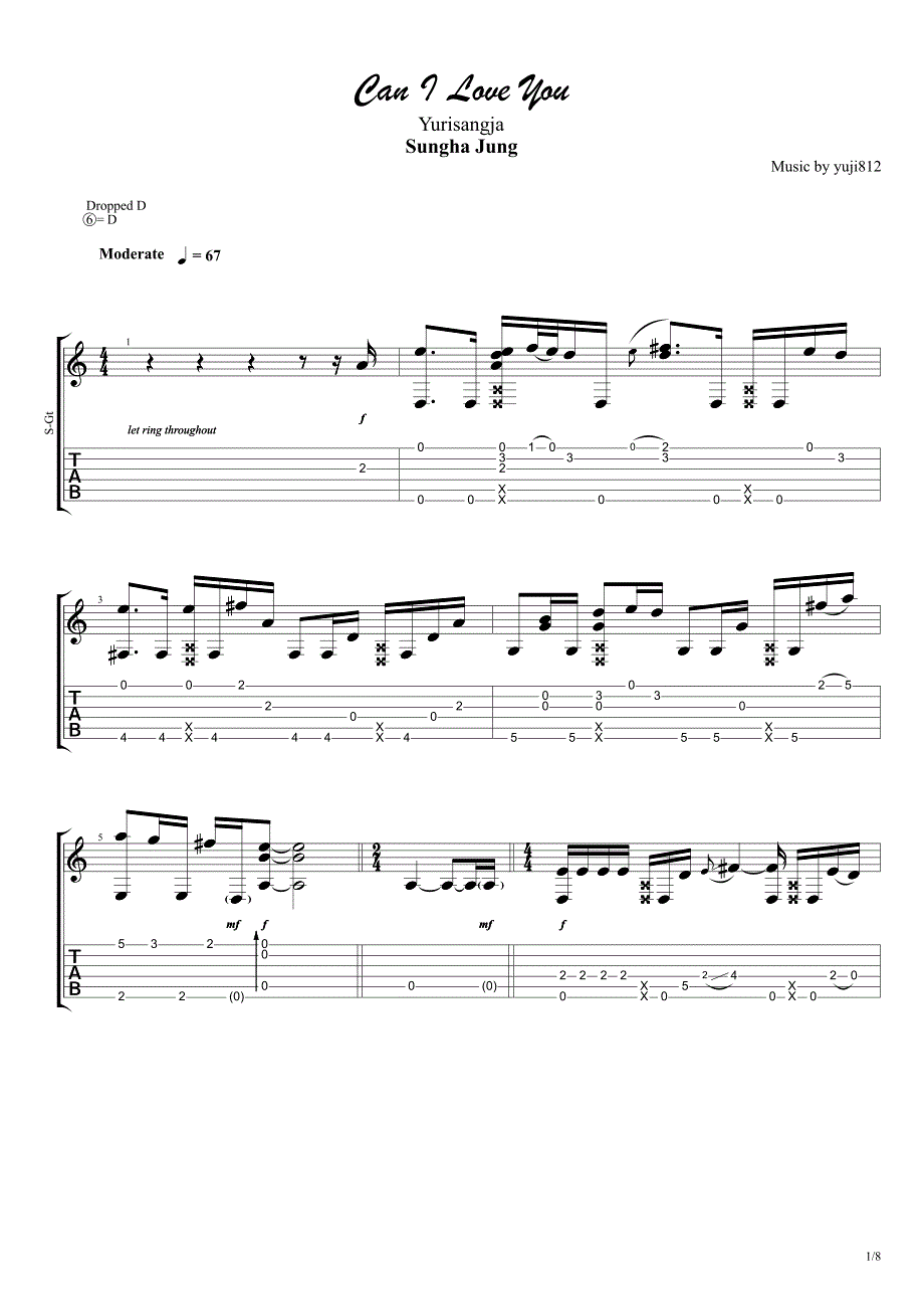 郑成河《CanIloveyou》指弹吉他谱_第1页