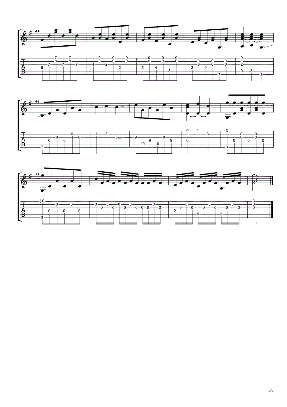 圣桑《Swan》吉他独奏谱_第3页