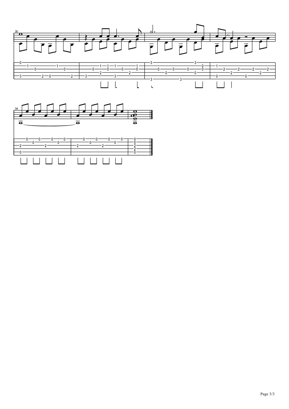 《寂静之声-TheSoundOfSilence》吉他独奏谱_第3页