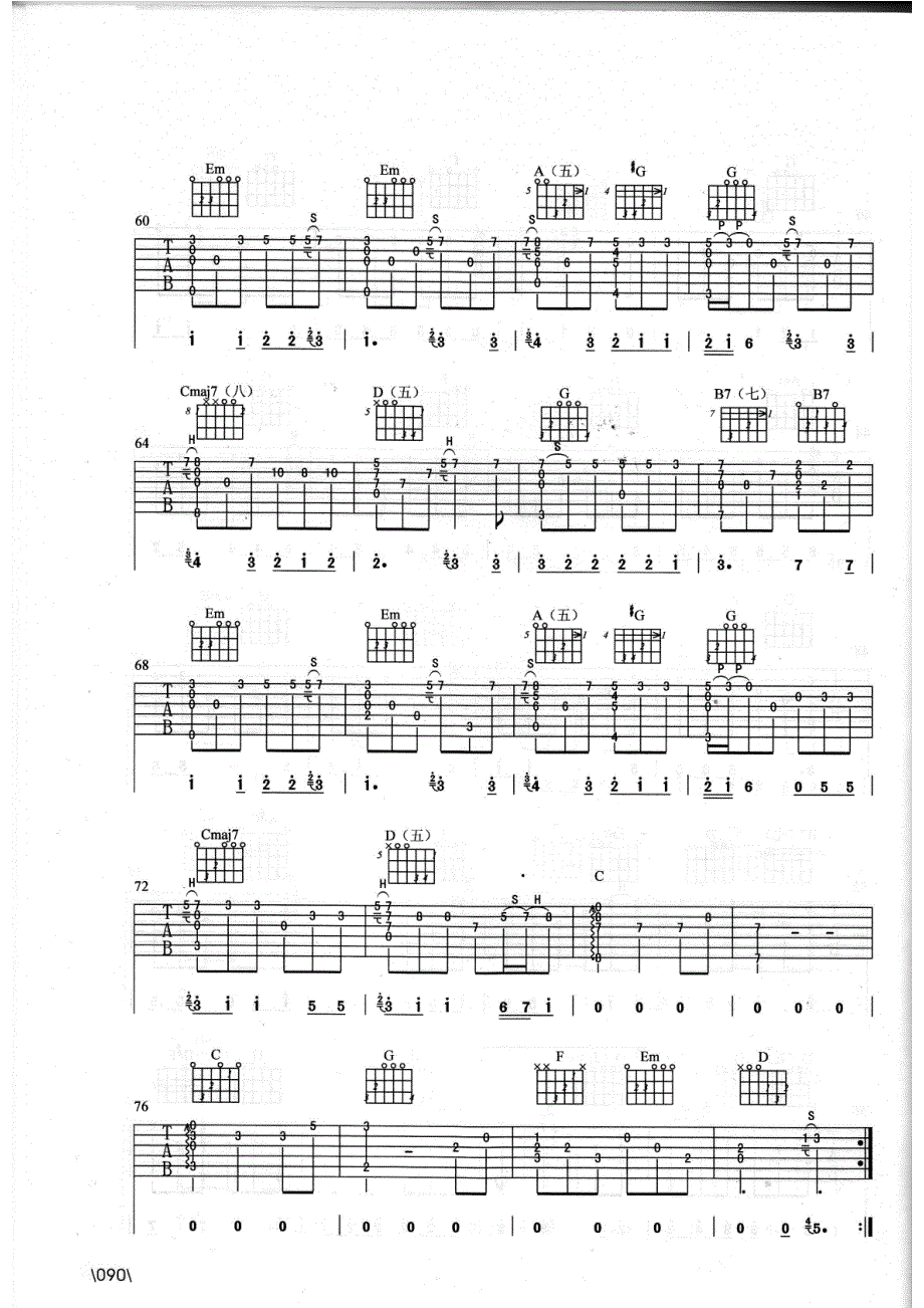 琴歌《没那么简单》指弹吉他谱_第4页