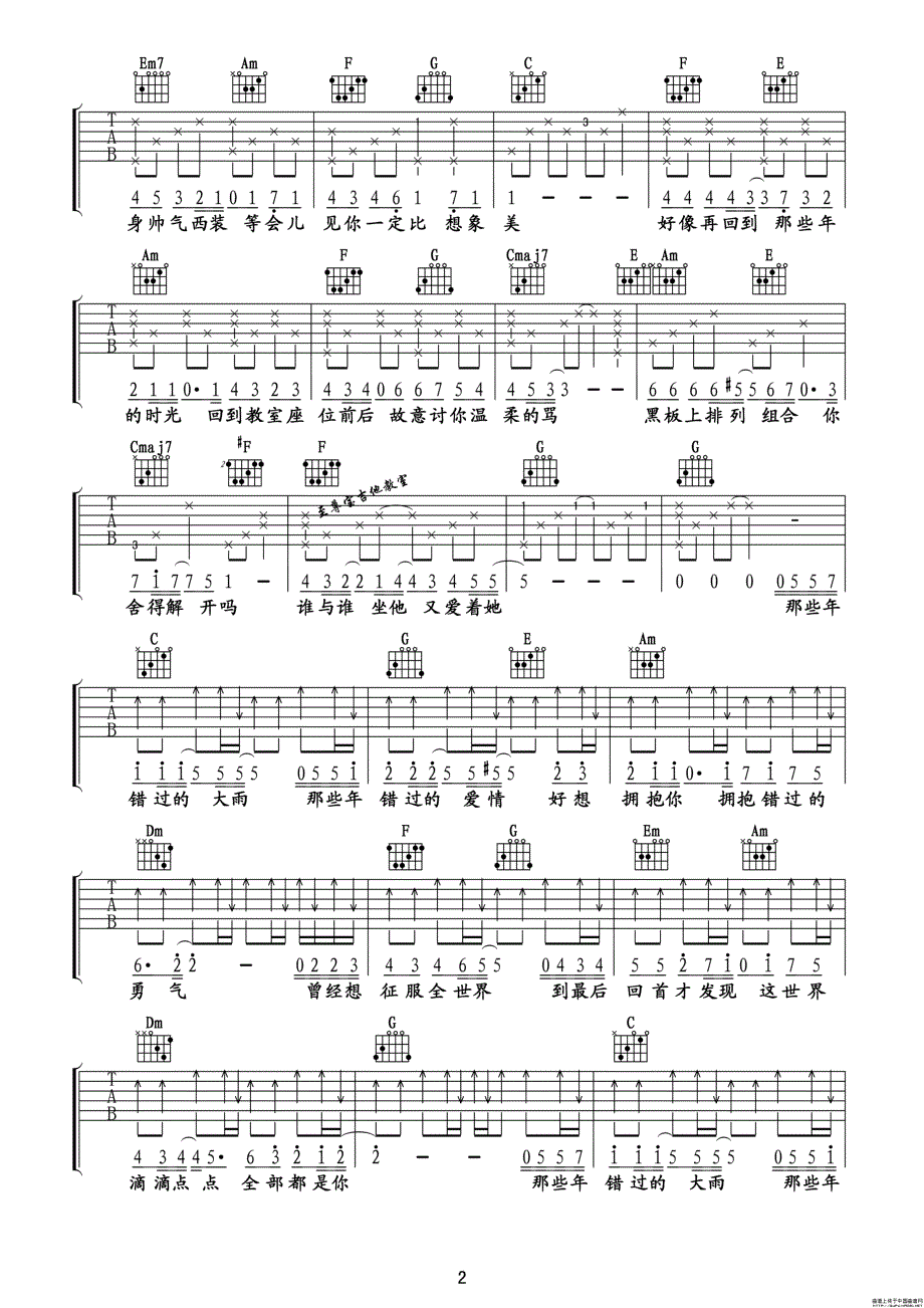 《那些年，我们一起追的女孩》吉他弹唱谱_第2页