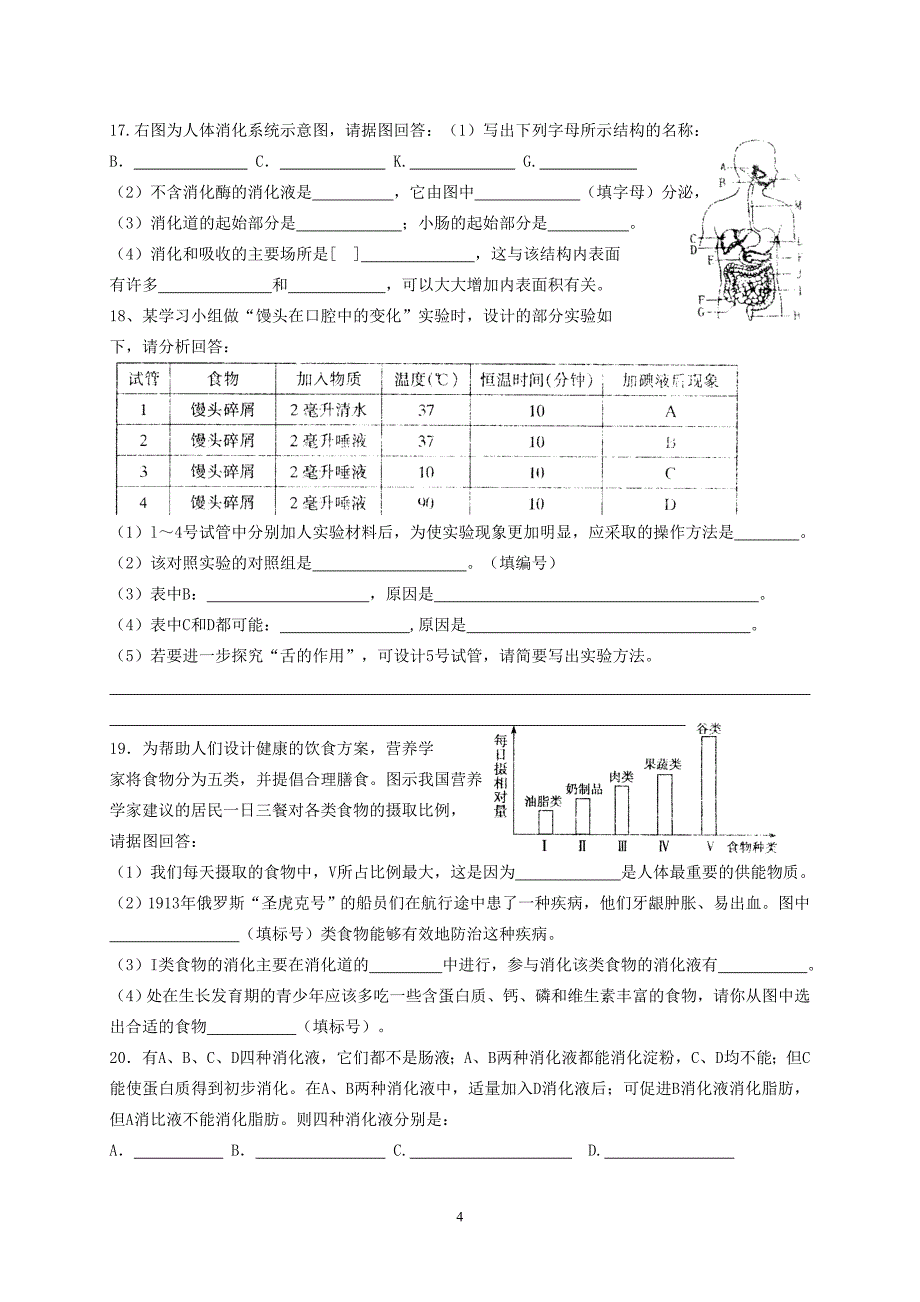 七年级生物下册检测题_第4页