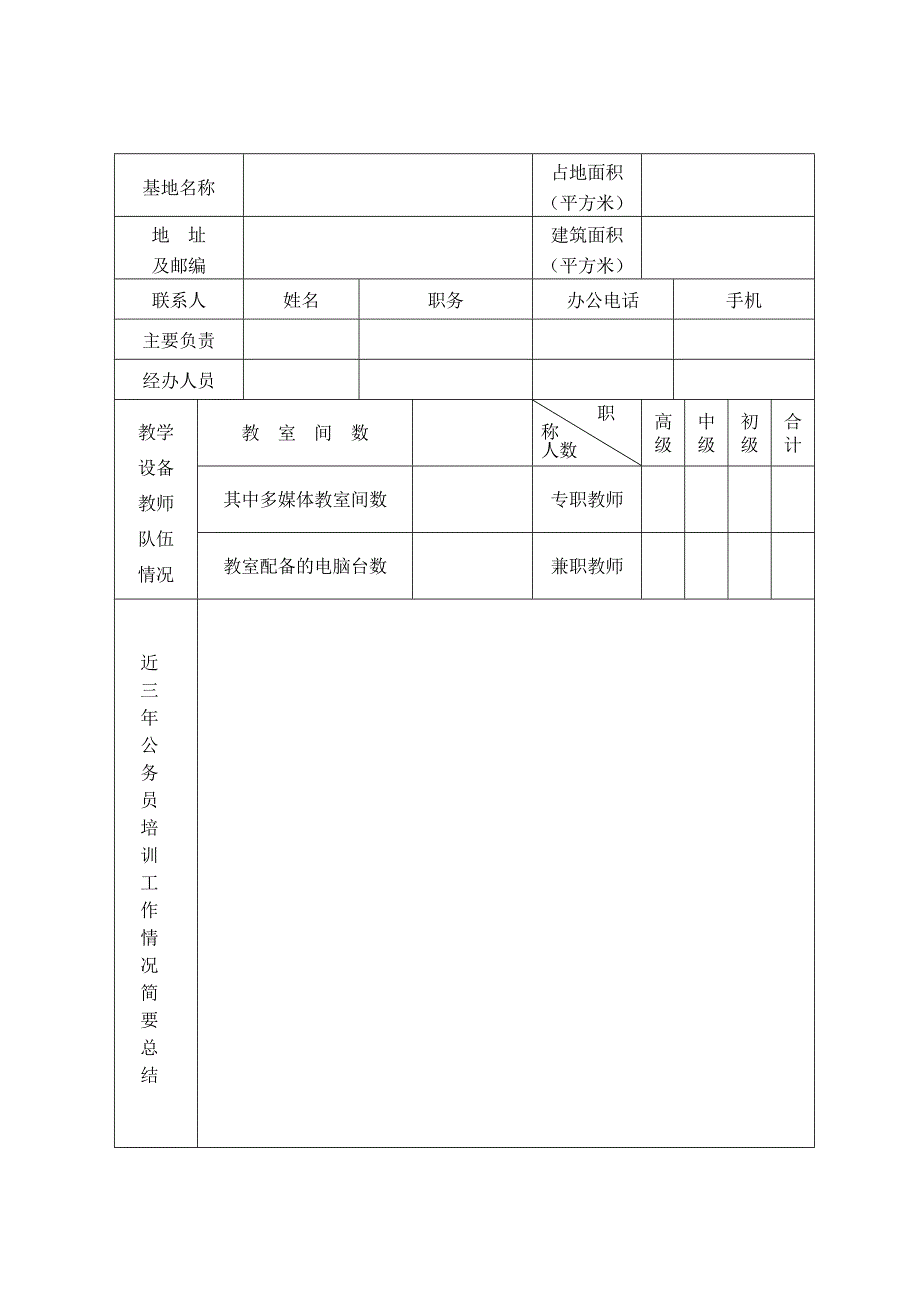 福建省公务员培训基地年审表_第2页