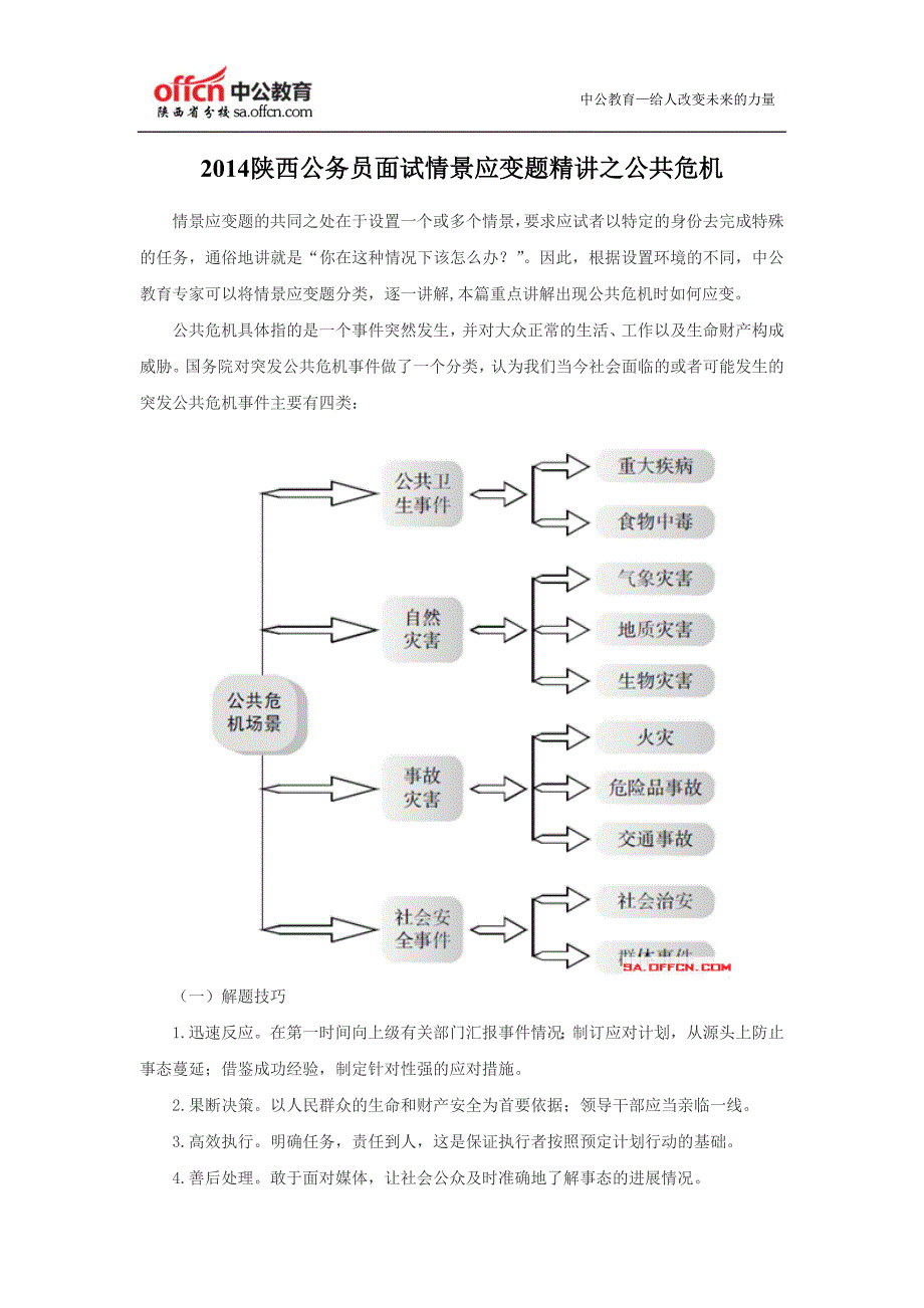 2014陕西公务员面试情景应变题精讲之公共危机_第1页