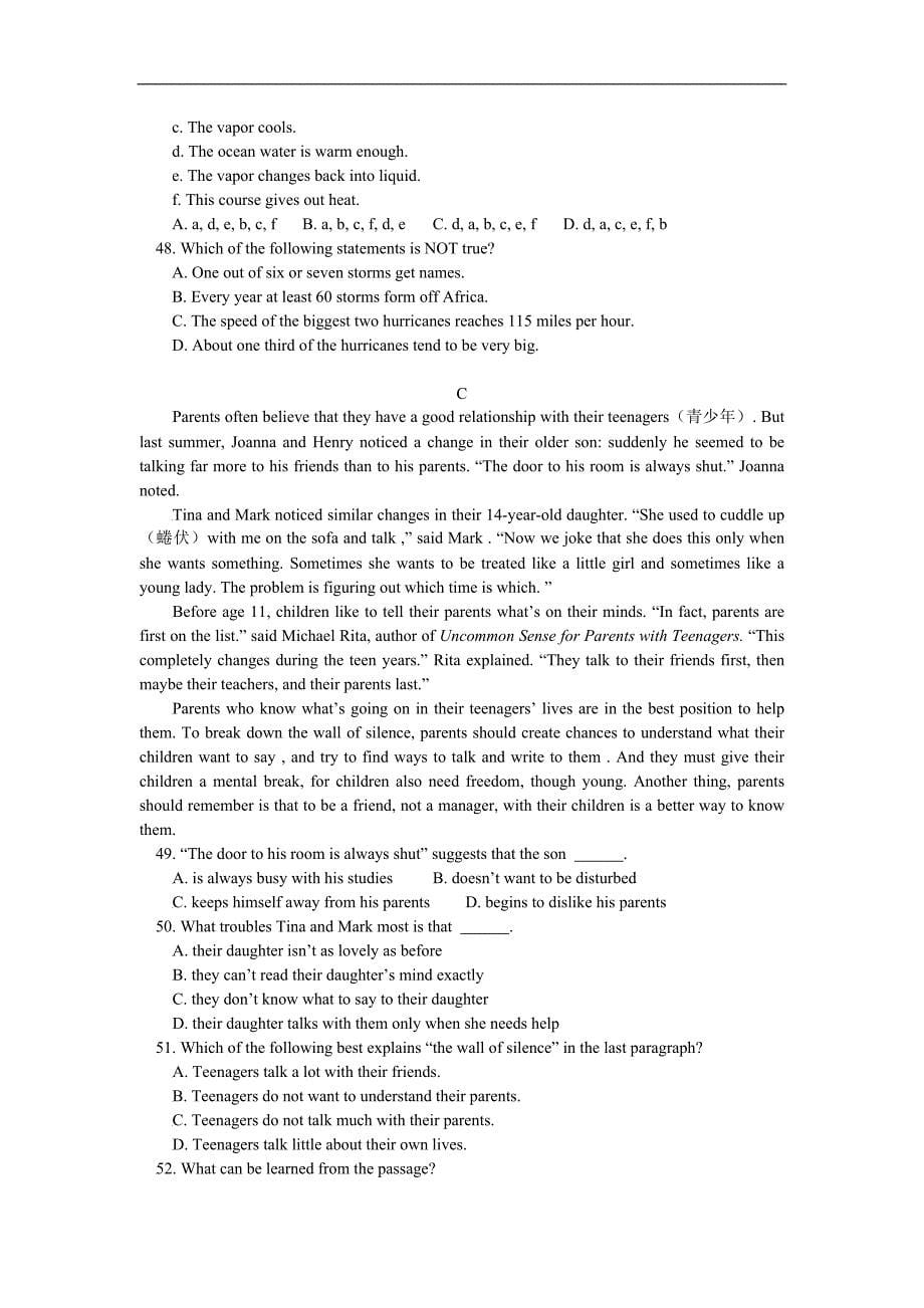 高三英语人教版考前模拟试卷一_第5页