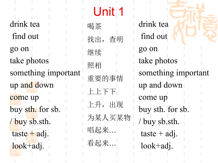 人教版8年级上册Unit1重点短语复习ppt课件_第4页