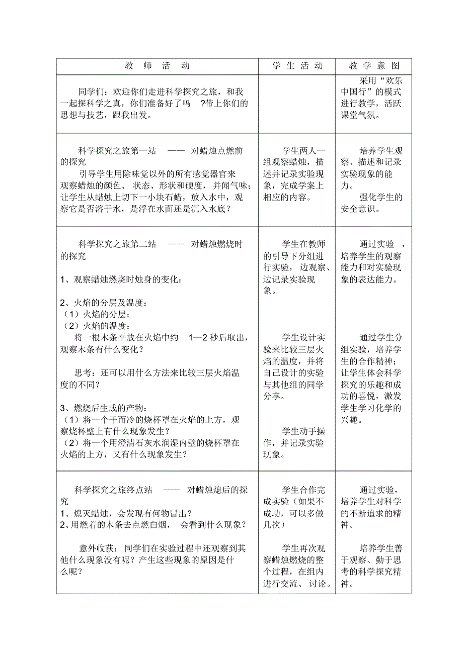 《对蜡烛及其燃烧的探究》教学设计_第3页