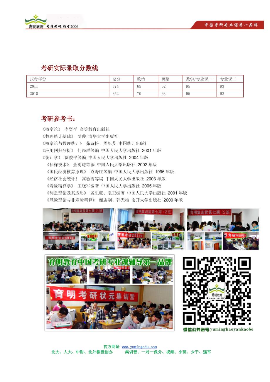 2015年中国人民大学统计学考研参考书,考研报录比,考研复试分数线_第2页