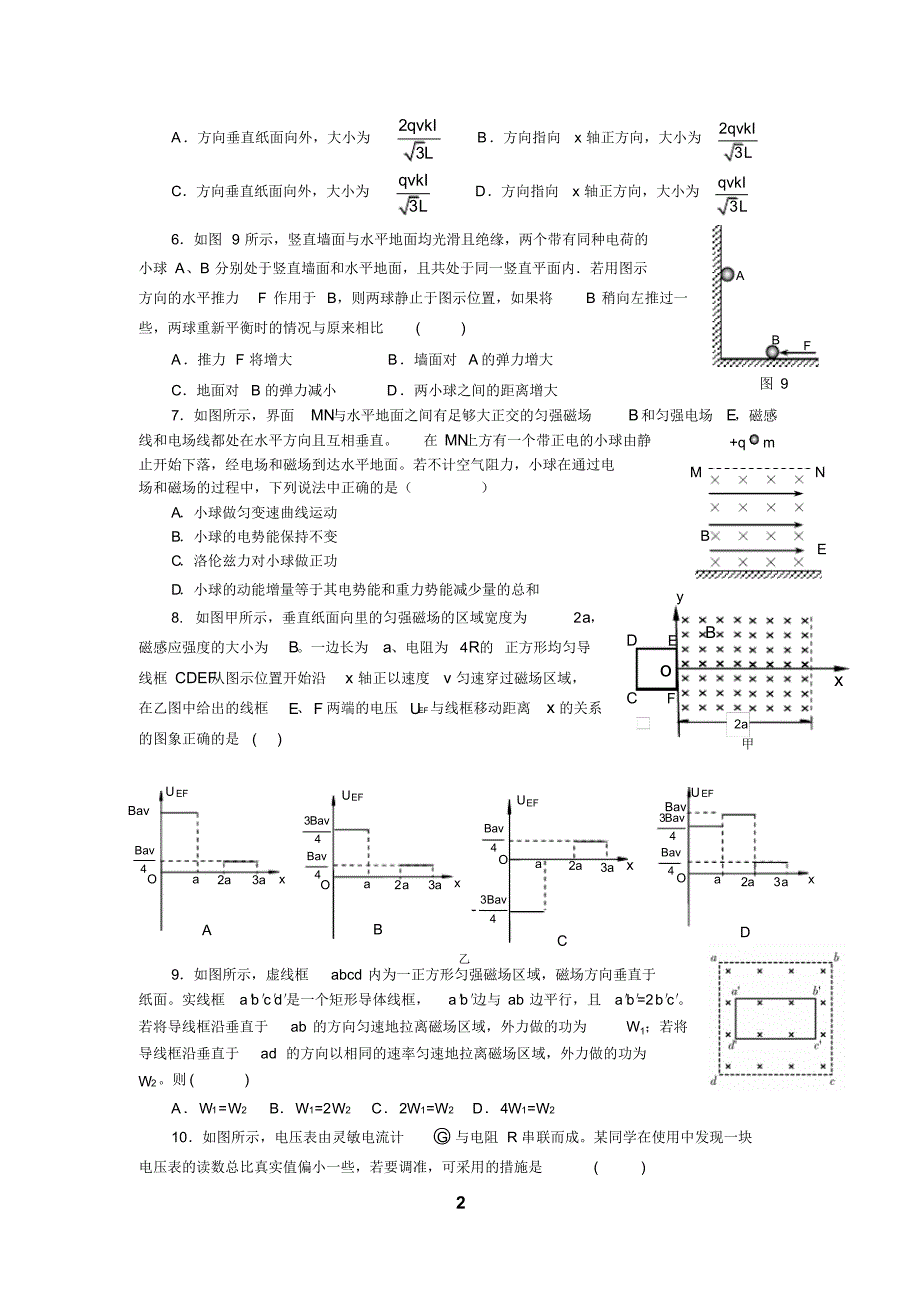 2015高考名师精编力电磁综合闯关冲刺典型题(学生版)_第2页