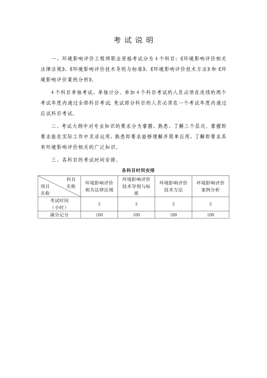 环境影响评价工程师职业资格考试大纲_第4页