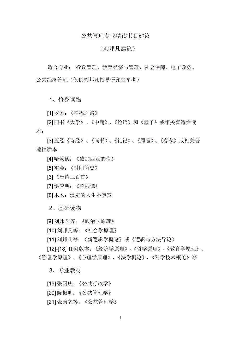 公共管理专业精读书目建议-刘邦凡_第1页