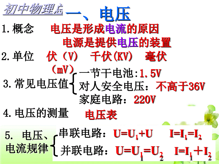 九年级物理总复习课件：电压和电阻1_第2页