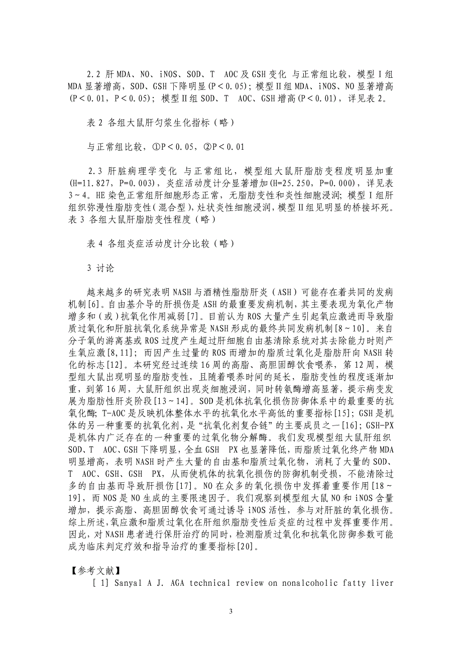 氧化和抗氧化指标在大鼠高脂饮食所致脂肪肝中的动态变化_第3页