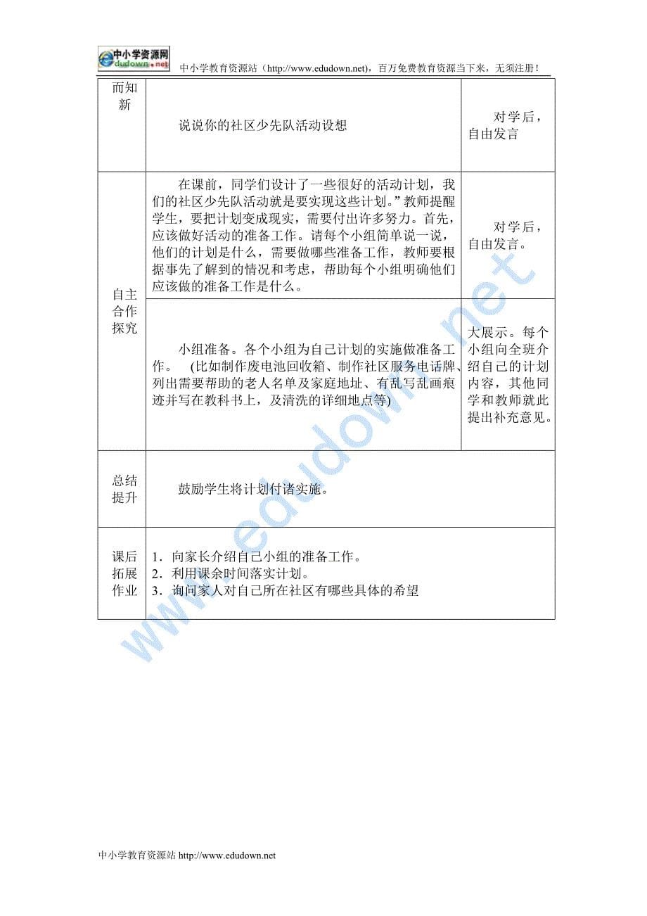 北师大版品德与社会三年级下册《社区需要我们共同的参与》WORD版教案_第5页