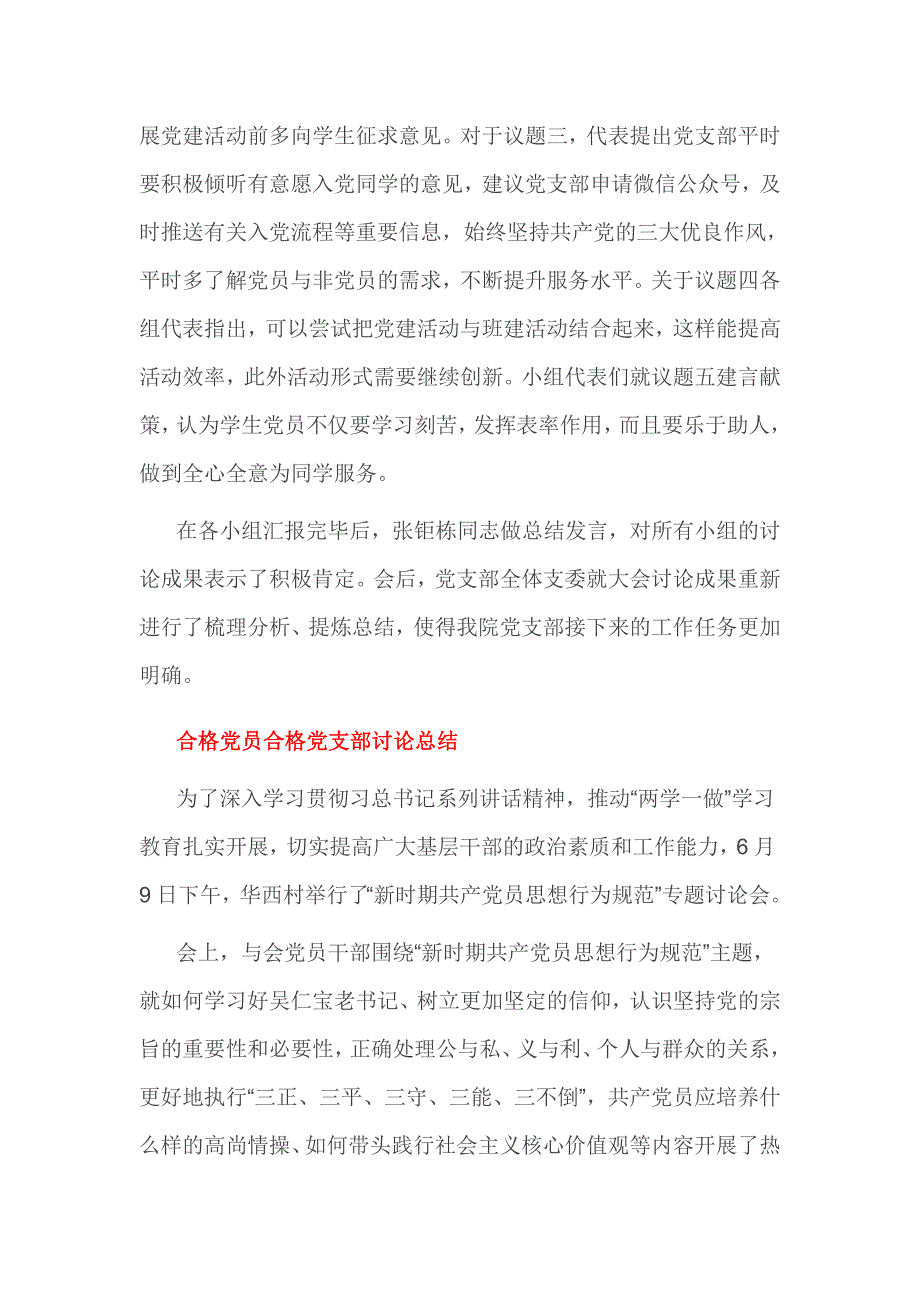 合格党员合格党支部讨论总结3篇_第4页