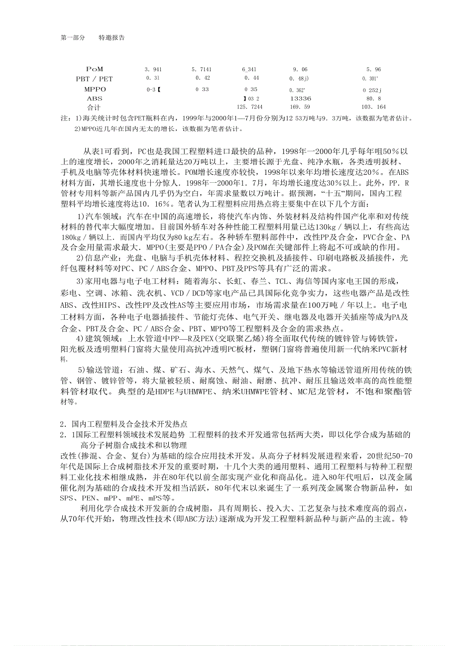 我国高性能工程塑料及合金的市场与技术开发热点_第3页