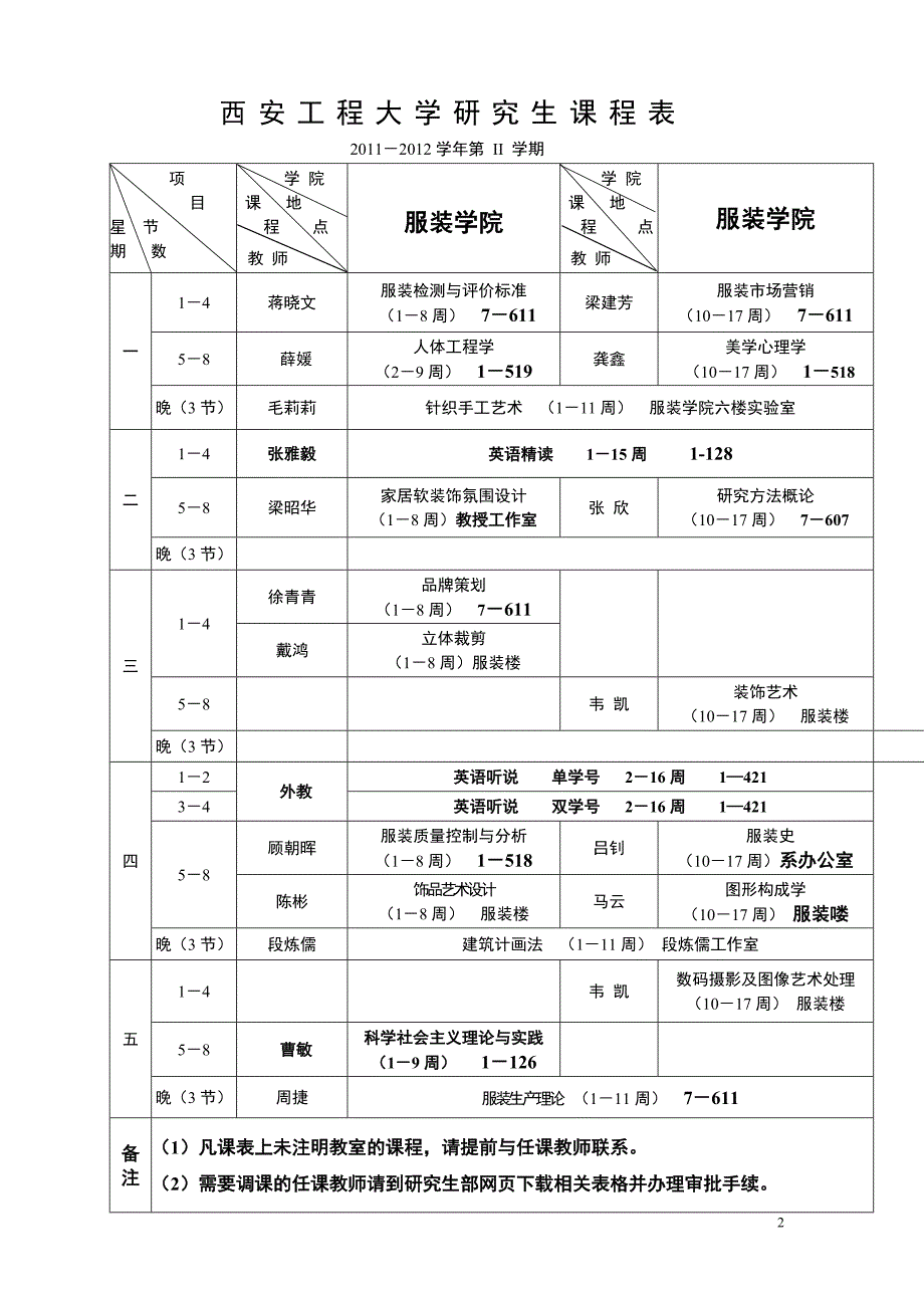 西安工程大学研究生课程表_第4页