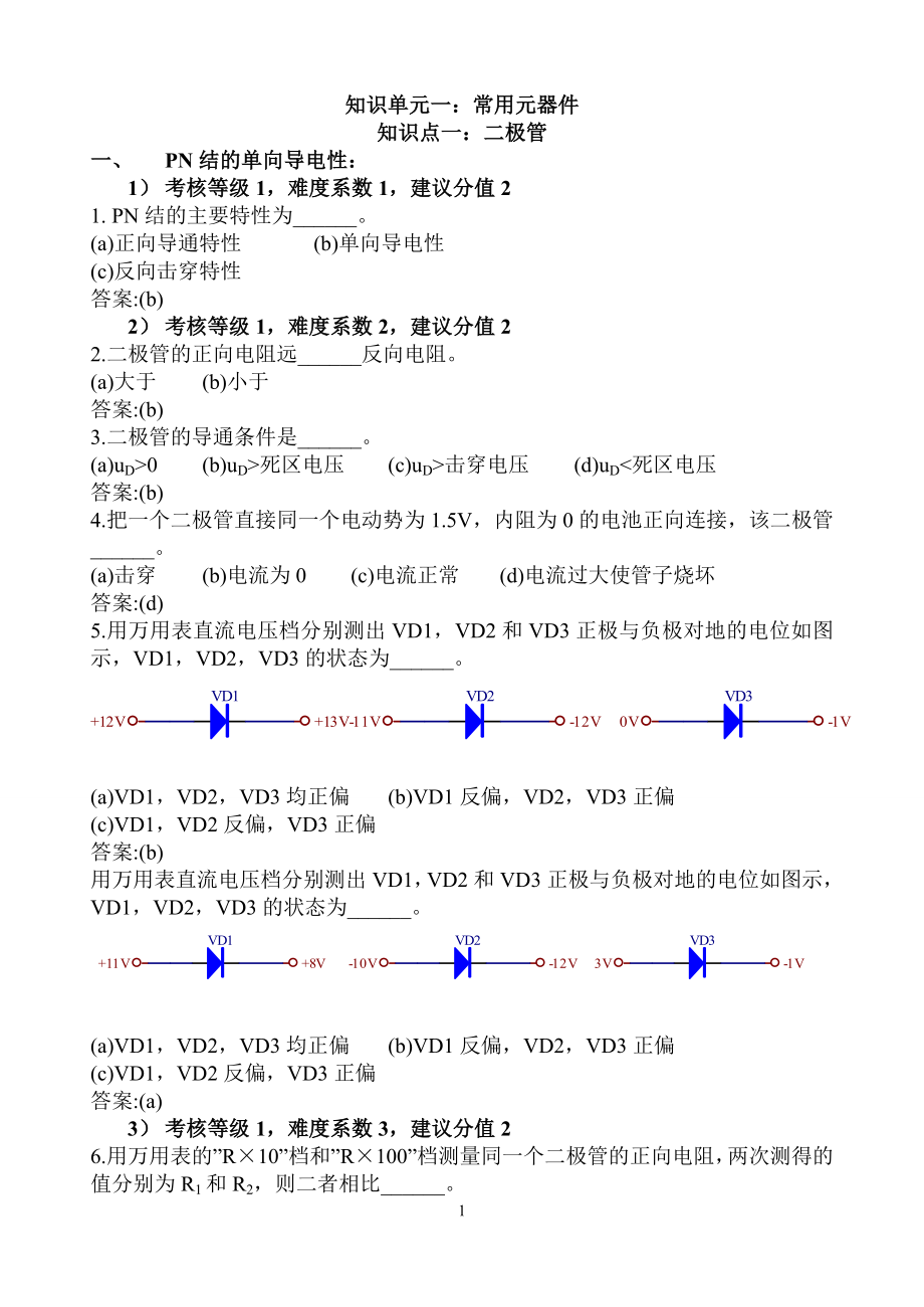 模拟电路题库(终稿)1精编_第1页