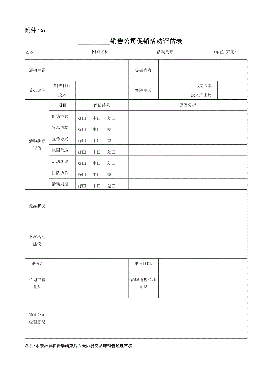 销售公司促销活动评估表_第1页